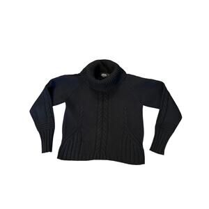 VTG Icelandic Design Black Silk Angora Cable Knit Turtleneck Sweater – Size M